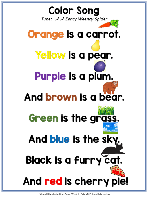 A color song provided by Primarily Learning.