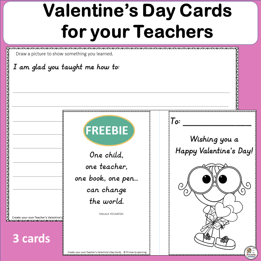 Valentine's day cards for teachers freebie card sample.