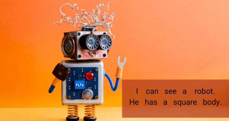 A robot showing how to separrate words in a sentence.