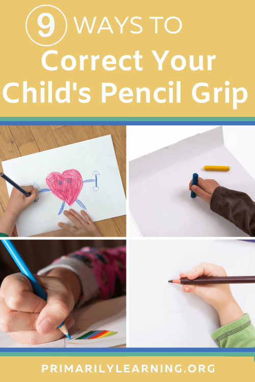 Children learning how to hold a pencil with the correct pencil grip.