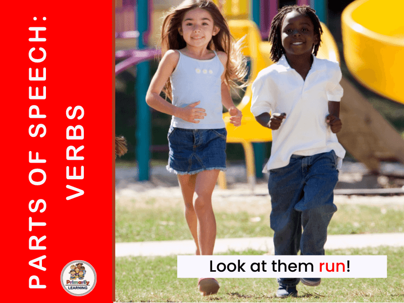 kids running - talking about action verbs