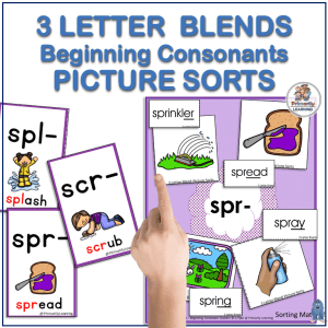 3 letter blends picture sorts phonics